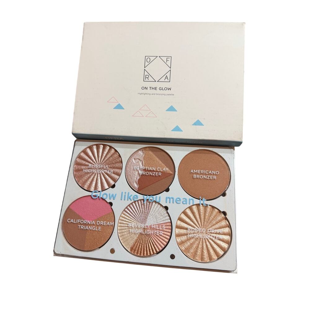 OFRA On The‎ Glow Palette Highlighter Bronzer Full Face Palette NIB 6 Pan